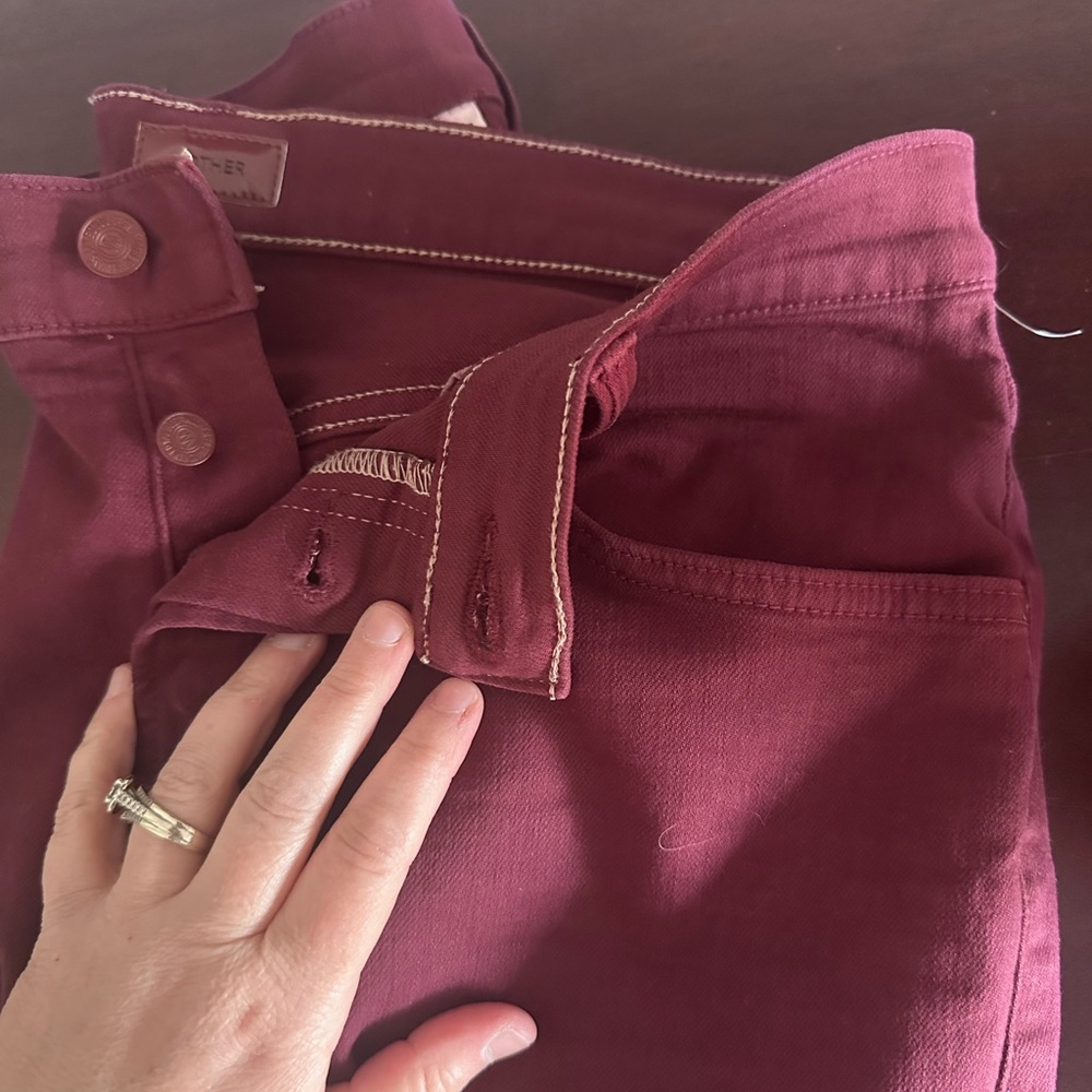 MOTHER Straight Leg Jeans in Burgundy - Picture 6 of 11